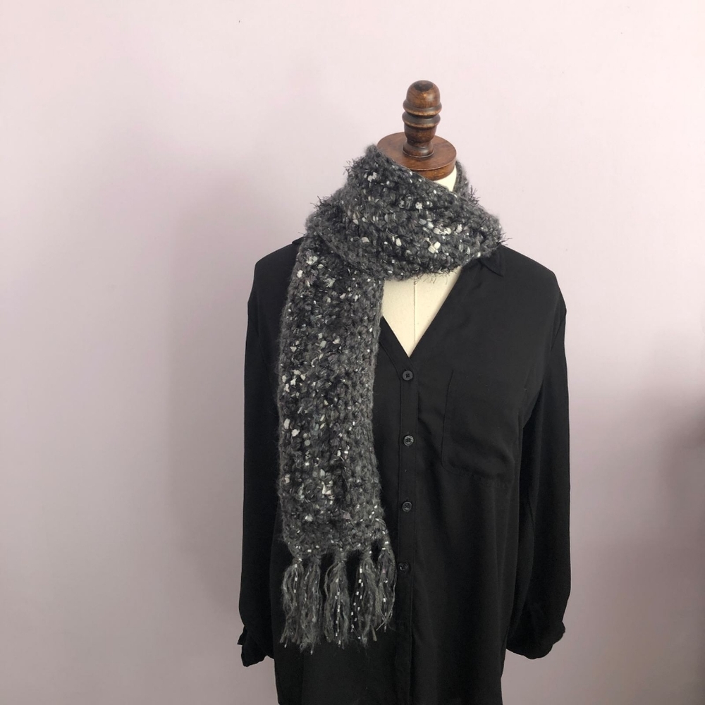 Handmade Grey Fringed Scarf